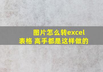 图片怎么转excel表格 高手都是这样做的